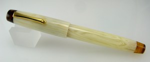 Wordsmith in Alabaster Swirl Italian Acrylic with Italian Tortoise Lucite finials