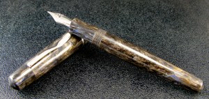 Master Scrivener in Midnight Forest alumilite, Sterling Silver Cap Band