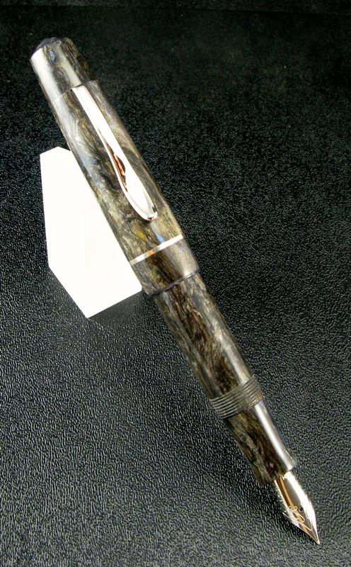 Master Scrivener in Midnight Forest alumilite with Sterling Silver Cap Band