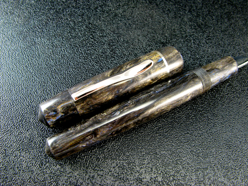 Master Scrivener in Midnight Forest alumilite with Sterling Silver Cap Band