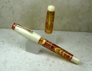 Custom Muse (no step) in Amber Water & Alabaster Swirl Acrylic (Medium)