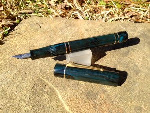 Custom Design in Blue Marbled Ebonite - Small