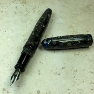 Custom Platinum Izumo Style in Tibaldi Impero Celluloid & Black Japanese Ebonite
