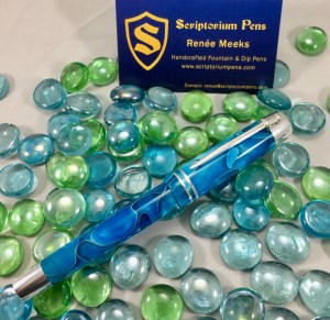 Custom Design in Caribbean Cruise Acrylic, Aluminum Finials, and Silver Excalibur Clip