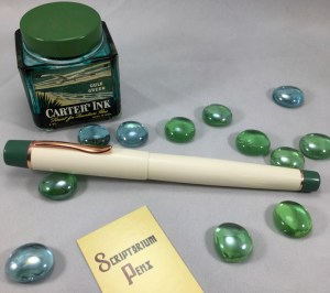 Custom Extended Master Scrivener in Cambridge Green Ebonite & Ivory Alumilite - Medium