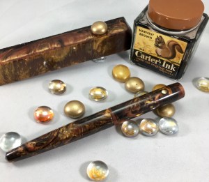Custom Naka-ai Style in Chocolate Gold Alumilite - 18k Iota Roll Stop - Section for Esterbrook Nibs - Slim