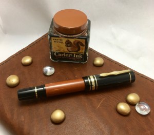 Custom 139/Hemingway Style in Nikko Orange and Black Ebonite - Large