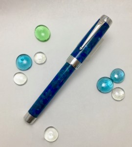 Custom in Conway Stewart Silver Duro Style - in Cerulean Blue & Aluminum