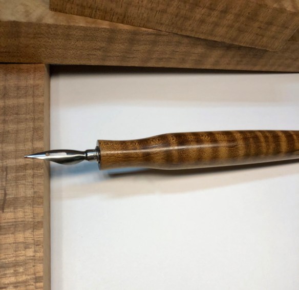 Literati Academe Dip Pen in Roasted Curly Maple - Oversized