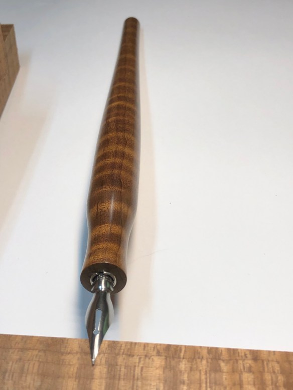 Literati Academe Dip Nib Holder in Roasted Curly Maple - Oversized