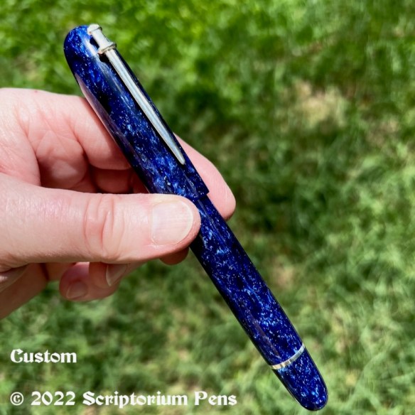 Custom Design in Conway Stewart Blue Stardust with Silver Sword Clip - Large