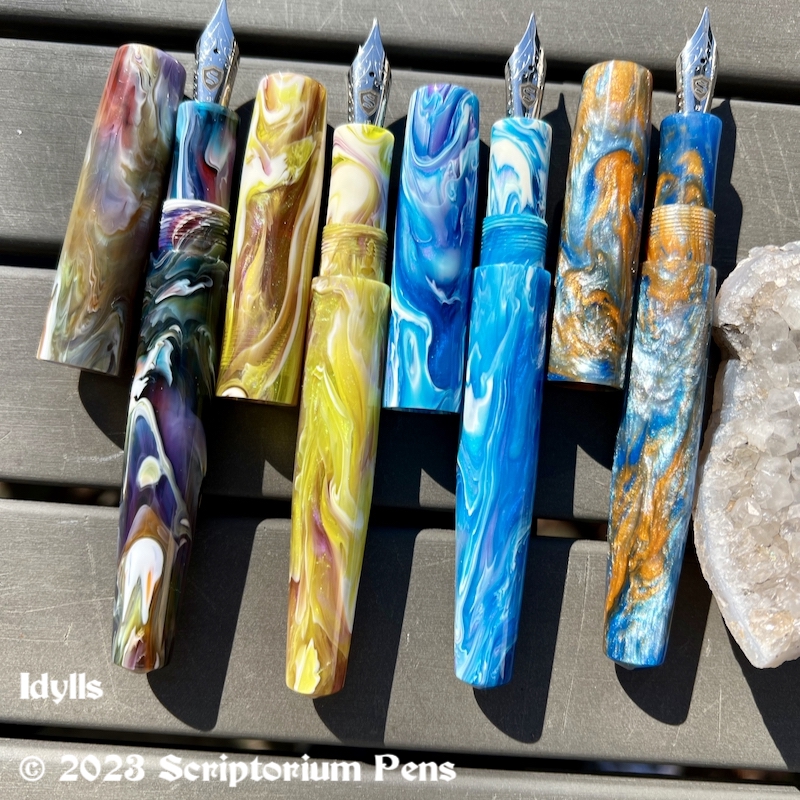 4 Idylls – Primary Manipulation #1, Water Lily Koi, Bohemian Rose Koi, & Ocean Sunrise