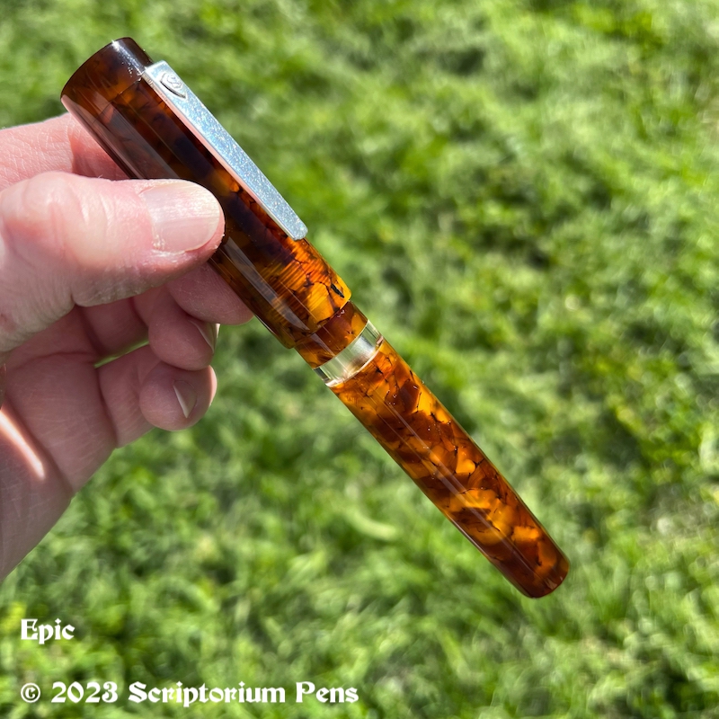 Epic in Illuminated Amber Tortoise with Wide Modern Clip in Silver - Oversized