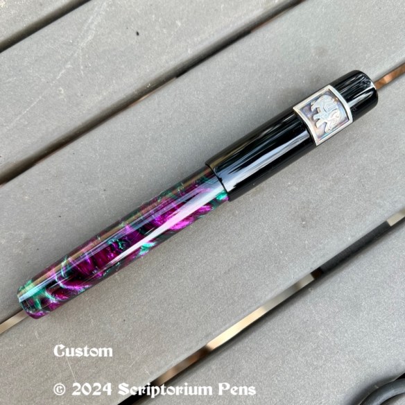 Custom Hemingway Homage in Alexandrite Lava Lamp with Custom Argentium Silver Elephant Rollstop - Large