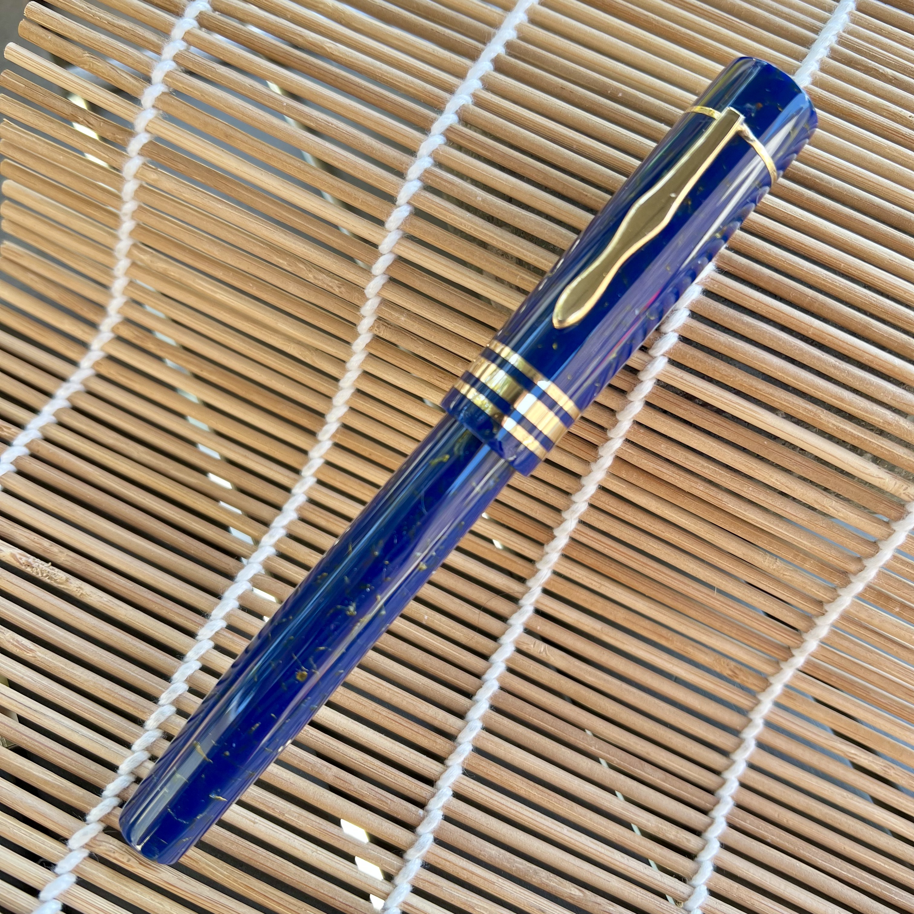 Custom MB 139 Style in Conway Stewart Lapis Blue and Black Acrylic with 139 style clip and bands in brass